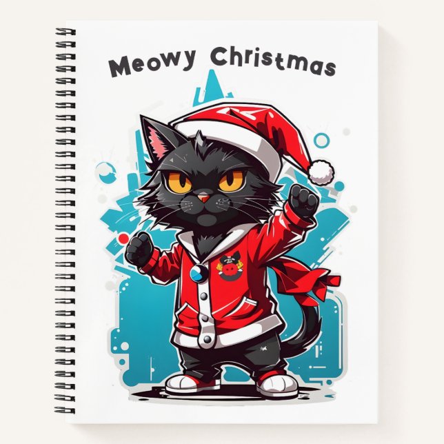 Carnet Dabbing Chat noir : Fêtes de Noël de la moelle (Devant)