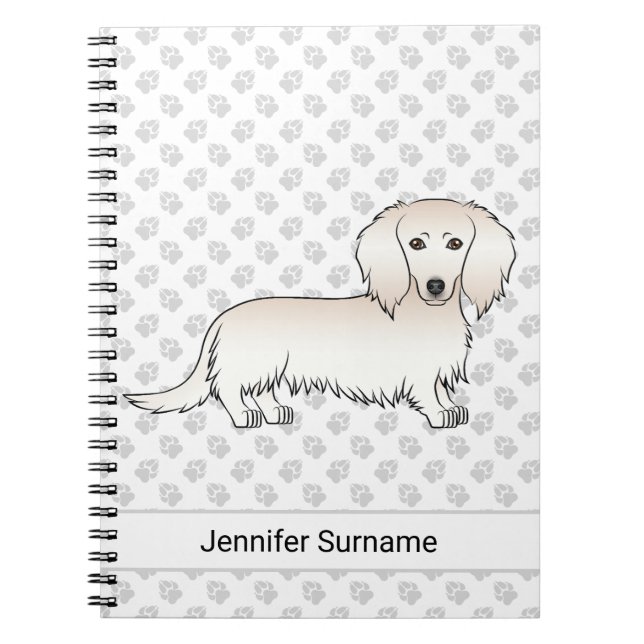 Carnet Dachshund à longs poils crème Chien de dessin anim (Devant)
