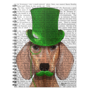 Carnet Dachshund au chapeau vert et à la moustache
