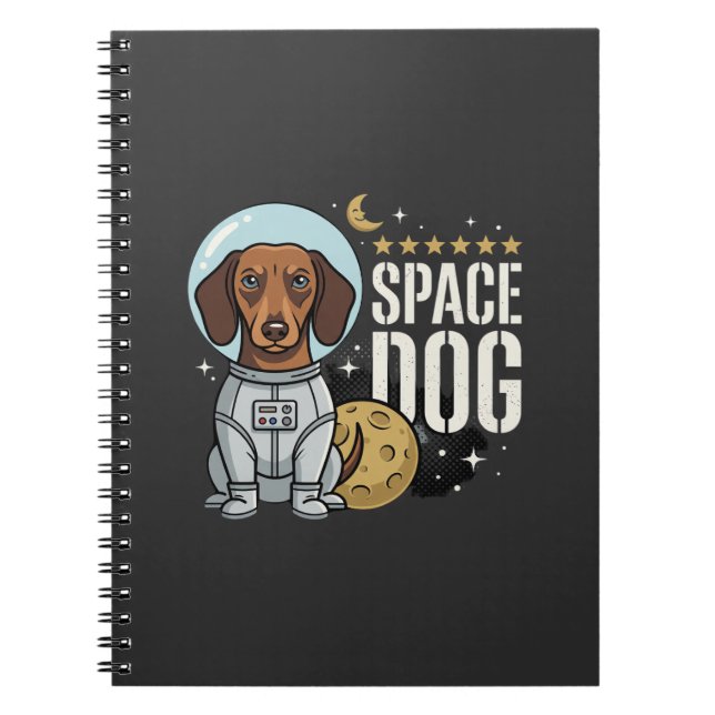 Carnet Dachshund Chien Spatial Astronaute Vecteur (Devant)