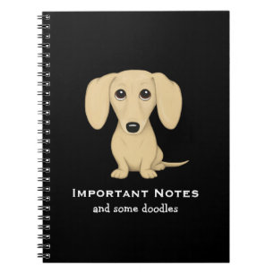 Carnet Dachshund crème avec texte personnalisé