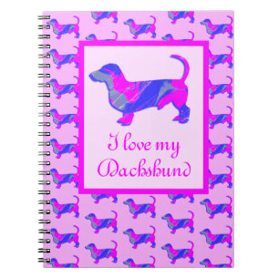 Carnet Dachshund / Daxie Amoureux des chiens rose et bleu