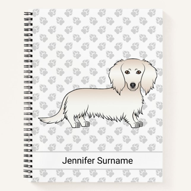 Carnet Dachshund de dessin animé à longs poils crème & Te (Devant)