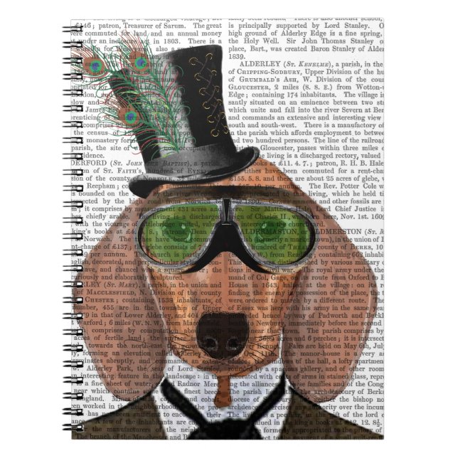 Carnet Dachshund Green Gogges Top Hat (Devant)