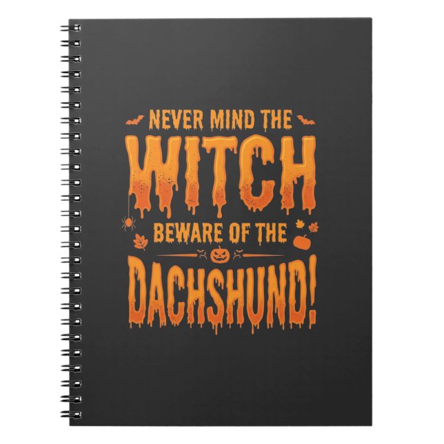Carnet Dachshund Halloween Sorcière Avertissement Typogra (Devant)