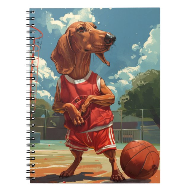 Carnet Dachshund Jouant au Basketball (Devant)