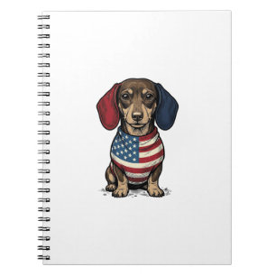 Carnet Dachshund patriotique gravure vintage vecteur conc