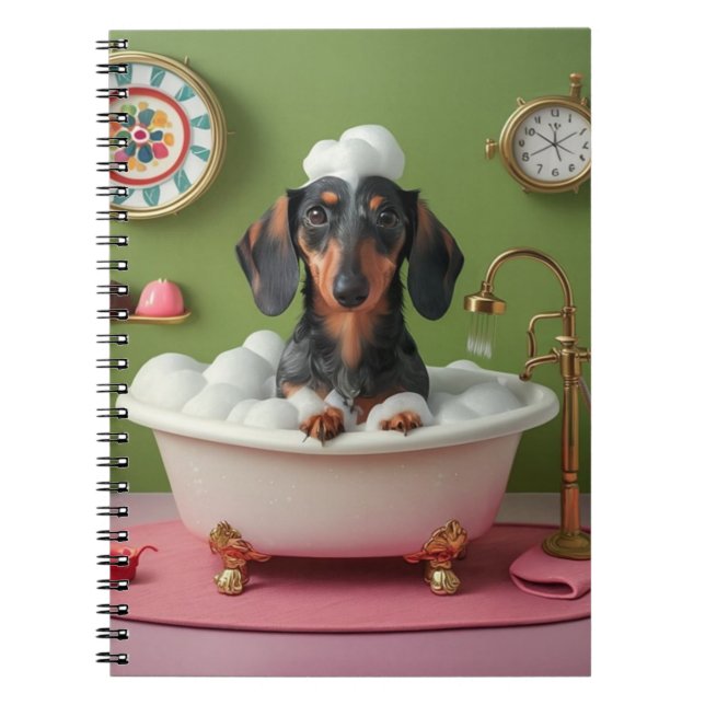 Carnet Dachshund prendre un bain de bulle dans un minuscu (Devant)