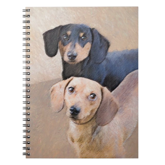 Carnet Dachshund (Smooth) Peinture - Art Chien original (Devant)
