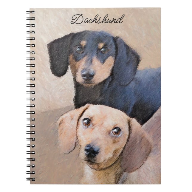 Carnet Dachshund (Smooth) Peinture - Art Chien original (Devant)