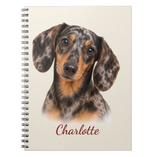 Carnet Dachshund tacheté personnalisé avec nom personnali