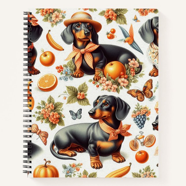 Carnet Dachshund vintage sans couture (Devant)