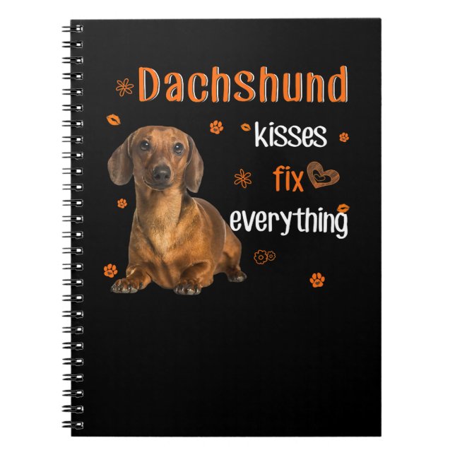 Carnet Dachshund Wiener Dog Kisses Réparez tout 84 Doxi (Devant)