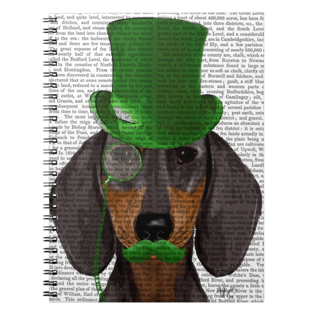 Carnet Dachshund with Green Top Hat Black Tan 2 (Devant)