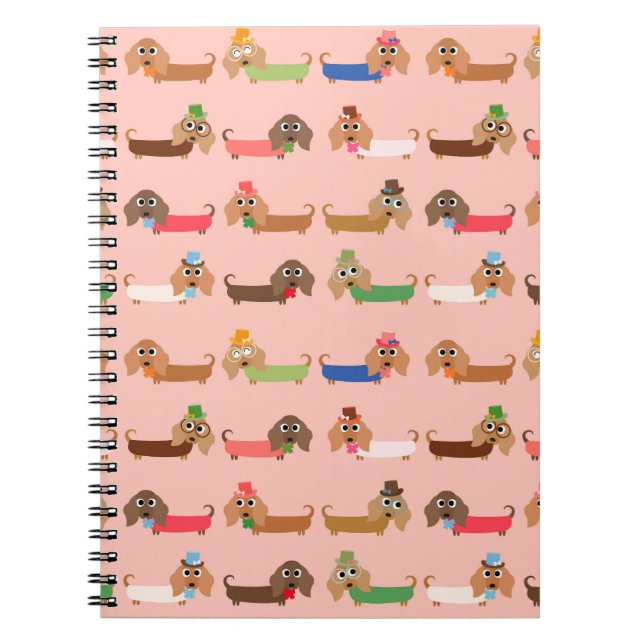 Carnet Dachshunds sur rose (Devant)