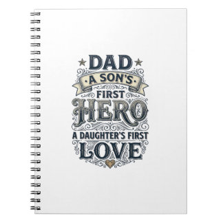 Carnet Dad Son Hero Daughter Love Vintage Typography Shir
