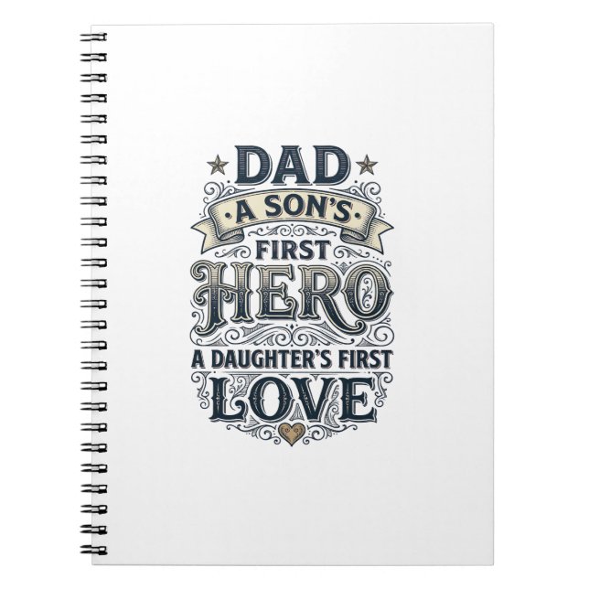 Carnet Dad Son Hero Daughter Love Vintage Typography Shir (Devant)