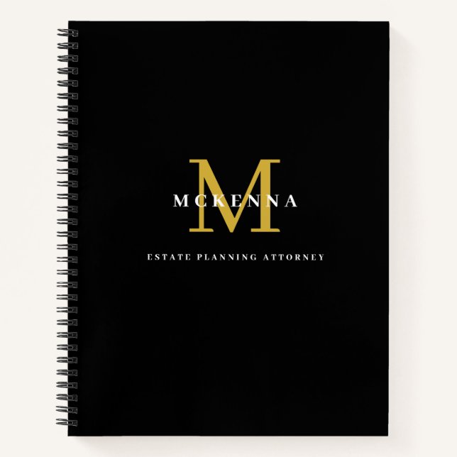 Carnet d'affaires personnalisé avec Monogram Black (Devant)