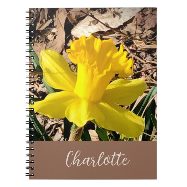 Carnet Daffodile de printemps jaune dans le jardin Nom pe (Devant)
