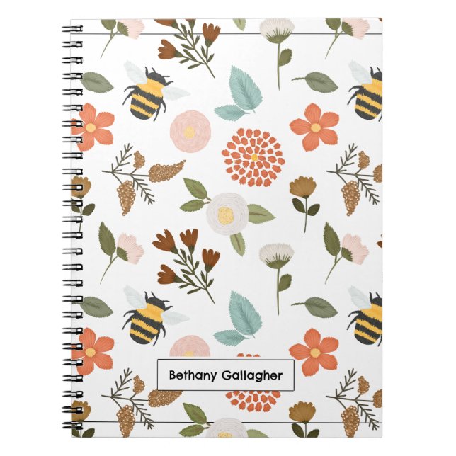 Carnet Daffodile et abeilles florales au printemps | Pers (Devant)