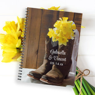 Carnet Daffodiles et Bottes de cowboy Pays Mariage de l'O