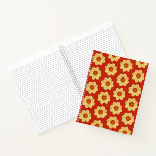 Carnet Dahlia jaune motif floral sur rouge