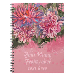 Carnet Dahlias fleurs rose aquarelle