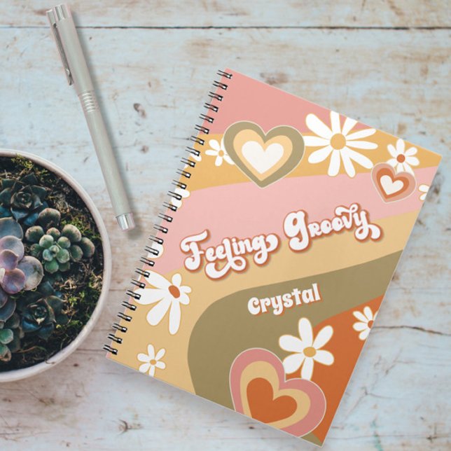 Carnet Daisy Floral Retro Hippie 60s les années 70 Se sen (Créateur téléchargé)