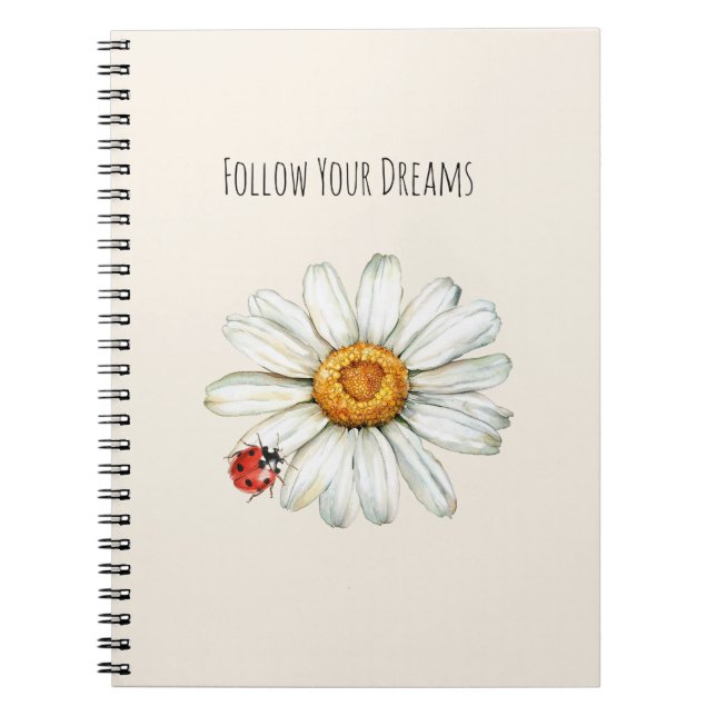 Carnet Daisy Flower Red Black Ladybug (Devant)