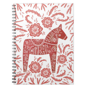 Carnet Dala suédois Cheval Rouge et Blanc Art populaire