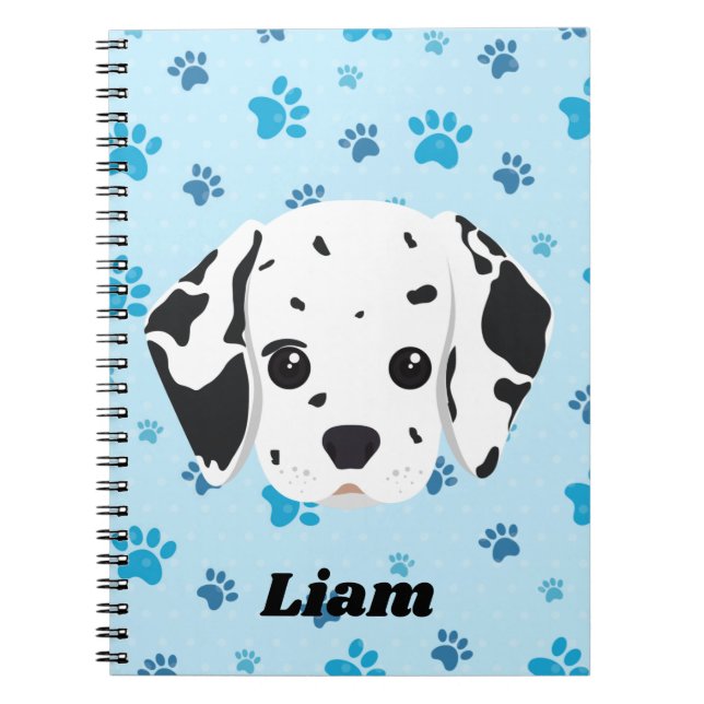 Carnet Dalmatien Empreinte de Patte Bleue Personnalisé    (Devant)
