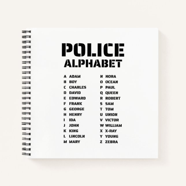 Carnet d'Alphabet Phonétique de la Police (Devant)