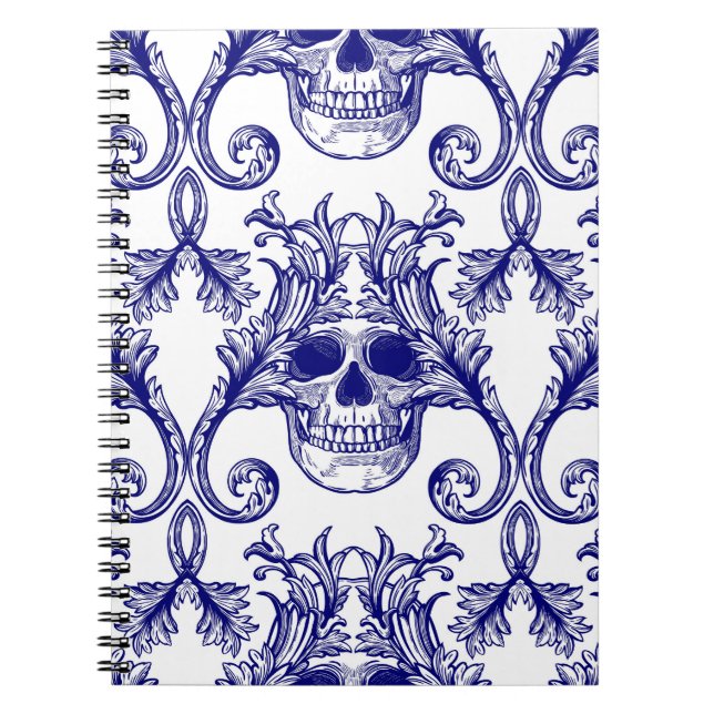Carnet damas bohème, ornement sans couture du crâne. (Devant)