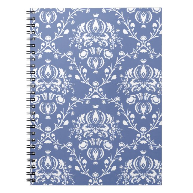 Carnet Damassé bleue et blanche de bigorneau (Devant)