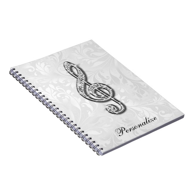 Carnet Damassé florale personnalisée de note de musique (Côté Droit)