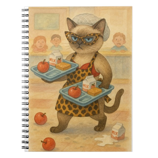 Carnet Dame de cantine servant de la nourriture à l'école (Devant)