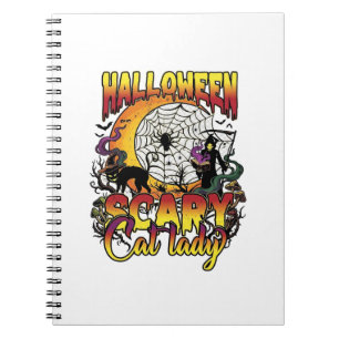 Carnet Dame de chat effrayante Halloween Faucheuse Lune M