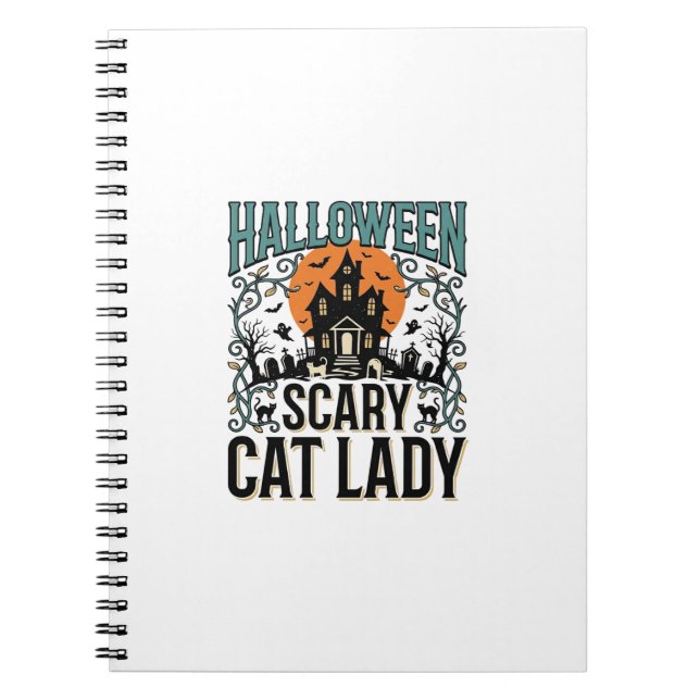 Carnet Dame de chat Halloween Maison hantée effrayante Vi (Devant)