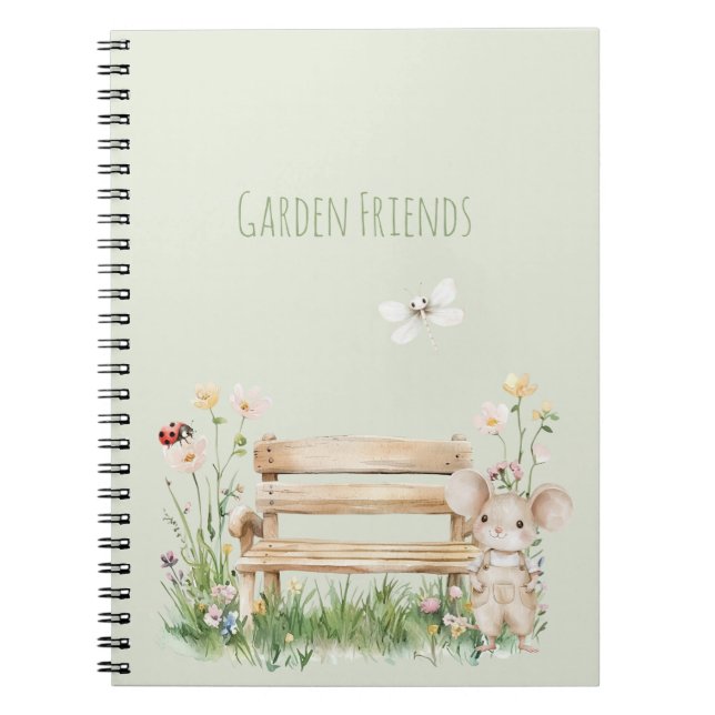 Carnet Dame de jardin libellule coccinelle banc souris ja (Devant)