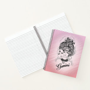 Carnet Dame masquée Gémeaux Symbole et signe du zodiaque