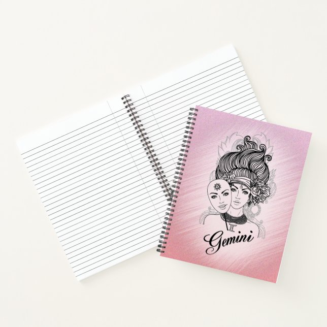 Carnet Dame masquée Gémeaux Symbole et signe du zodiaque  (Intérieur)