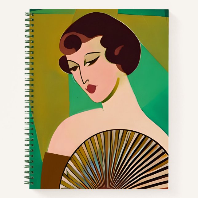 Carnet Dame moderne Art déco avec un ventilateur (Devant)