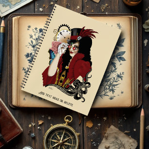 Carnet Dame victorienne rouge steampunk poulpe vintage