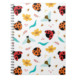 Carnet Dames-colorées et abeilles sur un motif floral