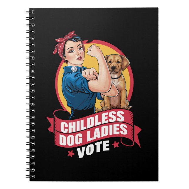 Carnet Dames de chats sans enfants votent chien The Rivet (Devant)