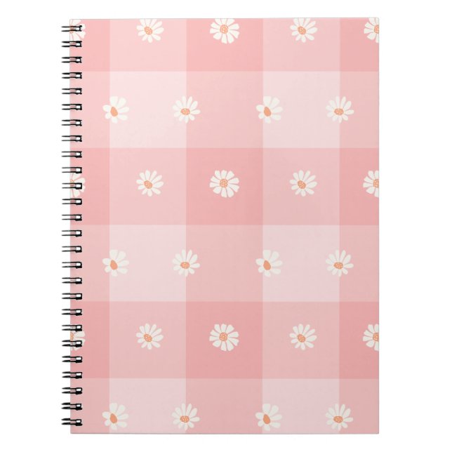 Carnet Damier Pêche et Marguerite (Devant)