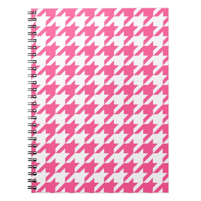 Carnet Damier pied-de-poule rose et blanc (Devant)