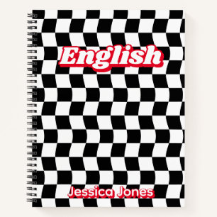 Carnet Damier Rétro Noir Blanc Matière Scolaire