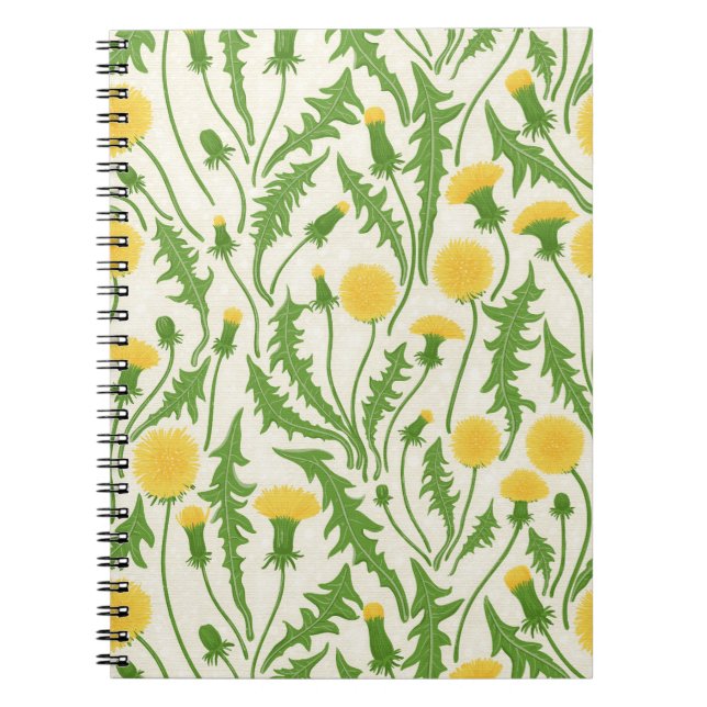 Carnet Dandelions, vert, jaune et blanc (Devant)