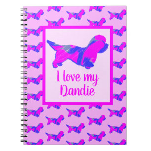 Carnet Dandie Dinmont Amoureux des chiens Rose & Bleu Sil